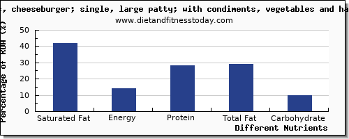 chart to show highest saturated fat in a cheeseburger per 100g